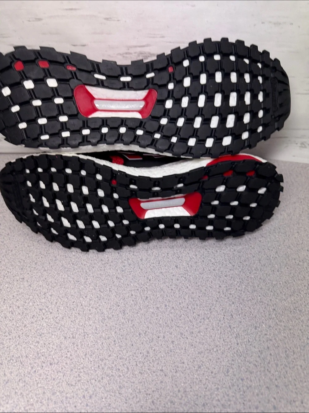 adidas Men's Red and Black Knit Athletic Sneakers